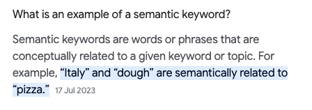 What are semantic travel keyword examples?