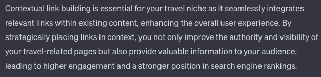 why do you need Contextual Link Building in regards to your travel niche